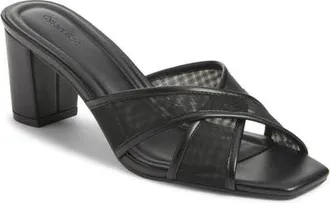 Open Edit Grady Slide Sandal in Black Mesh at Nordstrom, Size 5.5