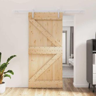 vidaXL Vidaxl - Puerta Corredera Con Herrajes Madera Maciza De Pino 95x210 Cm