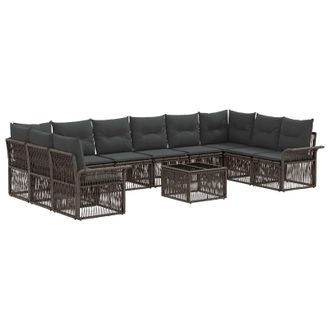 vidaXL Conjunto De Sof&aacute;s De Jard&iacute;n 11 Pcs Gris Rat&aacute;n Sint&eacute;tico Vidaxl