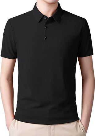Generic Mens Polo Shirt Short Sleeve Quick-Drying Breathable Summer Polo Shirts Men Button Placket T-Shirts Sports Shirt Basic Regular Fit Golf Polo Shirt Dou