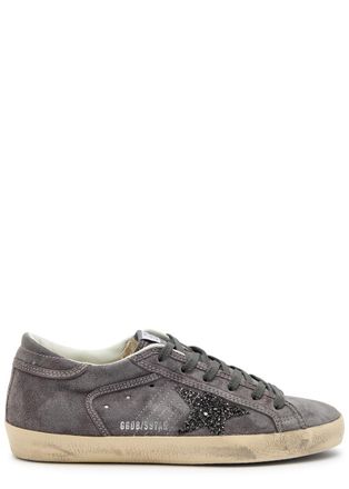 Golden Goose Super-star Glittered Suede Sneakers - Grey - 38 (IT38 / UK5)