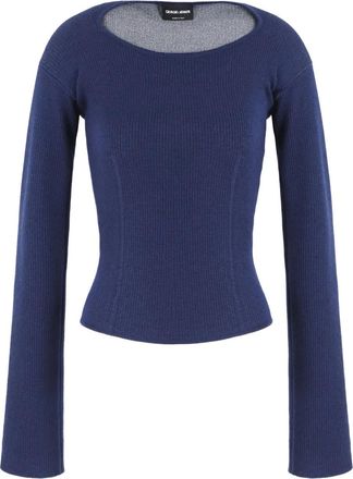 Giorgio Armani long-sleeve sweater - women - Virgin Wool/Viscose - 38 - Blue