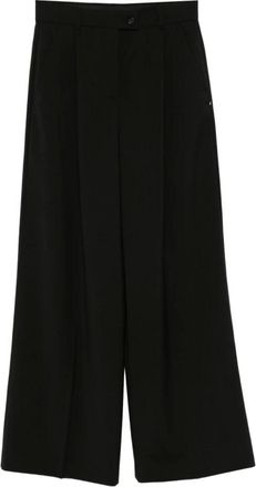 Sportmax Broeken, Dames, Zwart, 2Xs, Zwarte Wijde Broek met Plooien