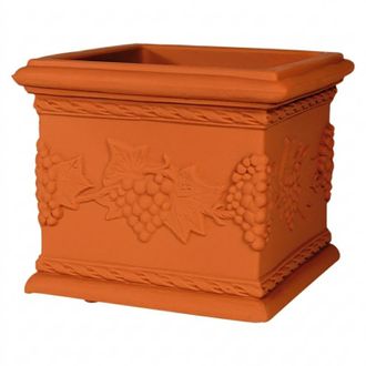 Monacis Jarr&oacute;n Cuadrado Decorativo Cl&aacute;sico Tradicional De 23x23 Cm Y 20 Cm De Alto, En Pol&iacute;mero De Terracota Resistente Para Plantas De Jard&iacute;n Y Terraza