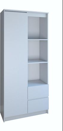 OEM Estanter&iacute;a Abierta Blanca Mate - 7 Estantes, 2 Cajones - Perfecta Para La Sala De Estar, La Oficina O El Dormitorio - Construcci&oacute;n S&oacute;lida, Dise&ntilde;o Mode