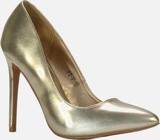 XY London Womens XY London Womens/Ladies Lu Lu Metallic Pointed High Stiletto Heel Court Shoes - Gold - Size: 3