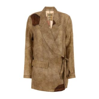 Uma Wang Blazers, female, Beige, Size: S Printed Twill Khloe Blazer