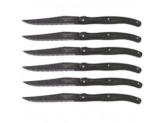 OEM Cuchillo Para Carne Laguiole, Acabado Negro Lavado A La Piedra, 6 Unidades