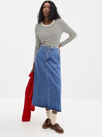 Marc O'Polo Womens Supple denim flared skirt