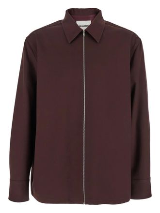 Jil Sander classic-collar zip-front shirt - men - Wool - 48 - Red