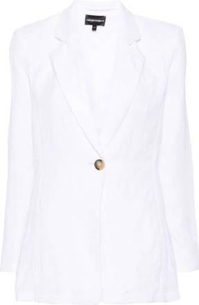 Emporio Armani notch-lapels single-breasted blazer - women - Viscose/Linen/Flax - 42 - White