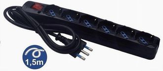 Trade Shop Trade Shop - Multipresa 6 Uscite Universali Schuko Bipasso Spina 16a Cavo 1.5 Mt Nero 80098n