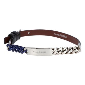 Alexander McQueen Leren Ketting Armband - Heren - Armbanden - Zwart - ONE Size - Leer - Accessoires