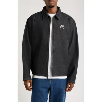 Malbon Golf Foreman Jacket in Black Stone Washed Denim at Nordstrom, Size Xx-Large