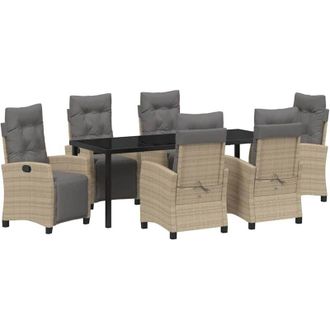 vidaXL Conjunto De Comedor De Jard&iacute;n 7 Pcs Beige Rat&aacute;n Sint&eacute;tico Vidaxl