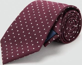 Mango Cravatta seta pois bordeaux - Uomo - Taglia unica - MANGO MAN