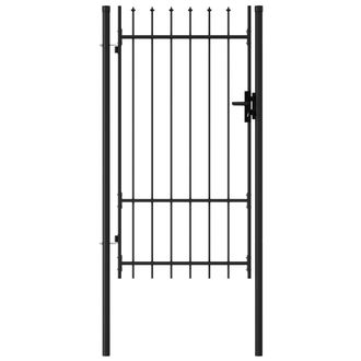 vidaXL Cancela De Valla Con Una Puerta Y Puntas Acero Negro 1x1,75 M Vidaxl