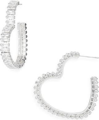 Tasha Cubic Zirconia Heart Hoop Earrings in Silver at Nordstrom Rack