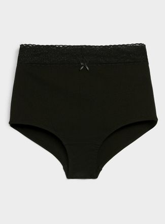 Miiyu Womens Lace trim stretch high-waist boyshort Organic cotton