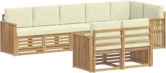 vidaXL Conjunto De Sof&aacute;s De Exterior 8 Uds. Blanco Y Crema Poli&eacute;ster Vidaxl