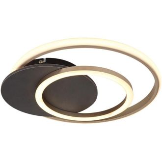 Globo Lighting Globo Lighting - Plafoniera design legno anelli luminosi mdf grigio luce soggiorno color champagne, led 24W 1100Lm bianco caldo, LxLxH 38x36x6,5 cm
