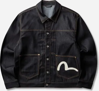 Evisu Men s Seagull Print Denim Jacket Raw Indigo