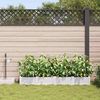 Berkfield Home Garden Planters with Water Irrigation System 4 pcs White