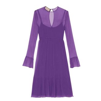 Gucci Vestido Midi de Gasa de Seda - Dresses - Mujer - P&uacute;rpura - S