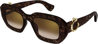 Cartier Ct 0546S 002 Zonnebril - Dames - Zonnebrillen - Bruin - 52 MM - Nylon - Accessoires