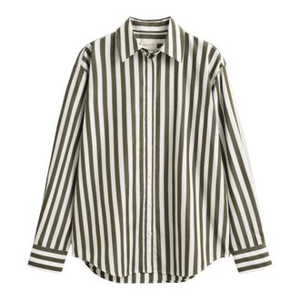 GANT Camisa Cl&aacute;sica de Popelina a Rayas Relajadas - Blouses & Shirts - Mujer - Verde - 2XL
