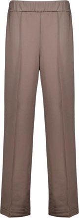 Moncler Logo Patch Katoenen Trainingsbroeken - Dames - Wijde Broeken - Beige - XS - Katoen - Broeken