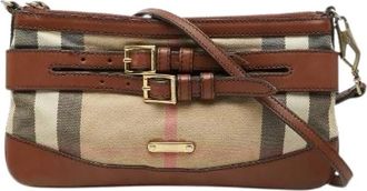 Burberry Pre-owned Cross Body Bags, female, Beige, Size: ONE SIZE Pre-owned Nova Check Leather Canvas Shoulder Bag