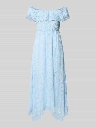 Forever New Abendkleid mit Lochstickerei und Bindeg&uuml;rtel in Hellblau, Gr&ouml;&szlig;e 36