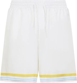 Casablanca Tennis Landscape Silk Shorts - Heren - Korte Broeken - Wit - S - Korte Broeken