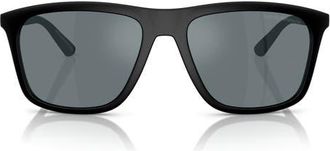 Emporio Armani 57mm Square Sunglasses in Black /Grey Mirror Black at Nordstrom