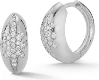 Sphera Milano Pav&eacute; Cubic Zirconia Starburst Hoop Earrings in Silver at Nordstrom Rack