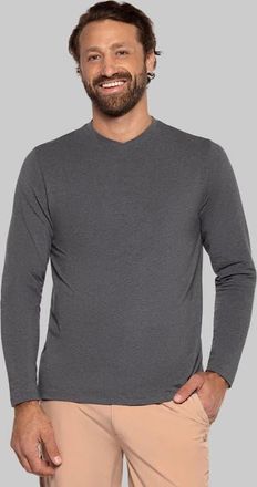 Coolibar Mens V-Neck Long Sleeve T-Shirt - UPF 50+ Sun Protection - Morada in Charcoal Heather at Nordstrom, Size Xx-Large