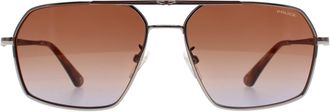 Police Aviator Mens Shiny Ruthenium Brown Gradient Blue SPLL86M Origins Classic 2 - Silver Metal - One Size
