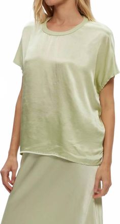 Michael Stars Satin Flow Tee In Celery