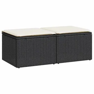 vidaXL Set Divani Da Giardino Con Cuscini 2 Pz Nero Polyrattan Acacia - Vidaxl