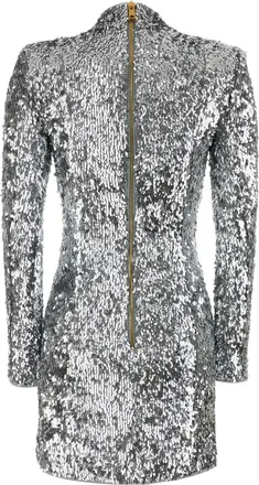 Balmain Womens Silver Sequins Mini Dress 9fc Argent&eacute; Abiti