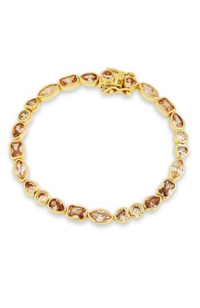 Savvy Cie Jewels 14K GOLD PLATED OVER BRASS MULTI-SHAPE CHAMPAGNE CZ BRACELET