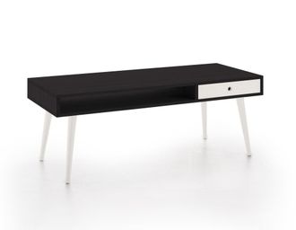 HOGAR 24 Mesa de centro de madera maciza natural, color negro y blanco