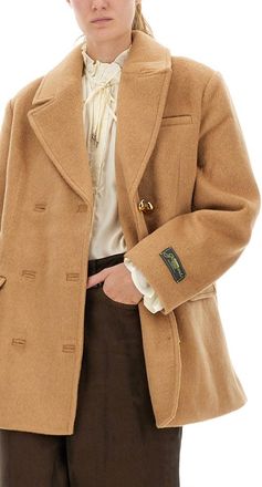 Ganni Double-Breasted Recycled Wool Blazer - Brown