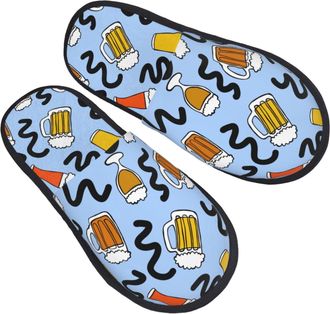 Generic Fluffy Slippers Beer Mug 1 Unisex Cotton Slippers Lightweight House Shoes For Hotel Guest Room Women M