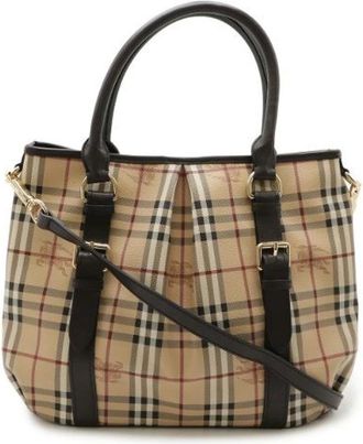 Burberry Pre-owned Handbags, female, Beige, Size: ONE SIZE Pre-owned Canvas Shoulder Bag