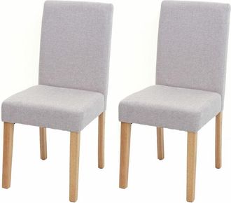 Hhg nunca usado] Juego de 2 sillas de comedor Silla de cocina Littau, textil, crema-beige, patas claras
