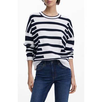 Desigual Stripe Sweater in White at Nordstrom Rack, Size X-Large