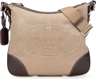 Prada Pre-owned Womens Canvas Shoulder Bag - Tan Textile - One Size