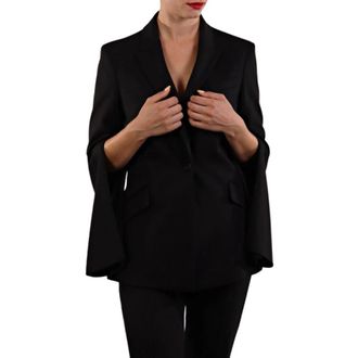 Karl Lagerfeld Crepe Blazer - Dames - Ponchos - Zwart - S - Leer - Jassen
